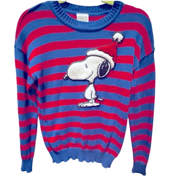 Peanuts Snoopy Red and Blue Striped Sweater - Picture 1 of 3